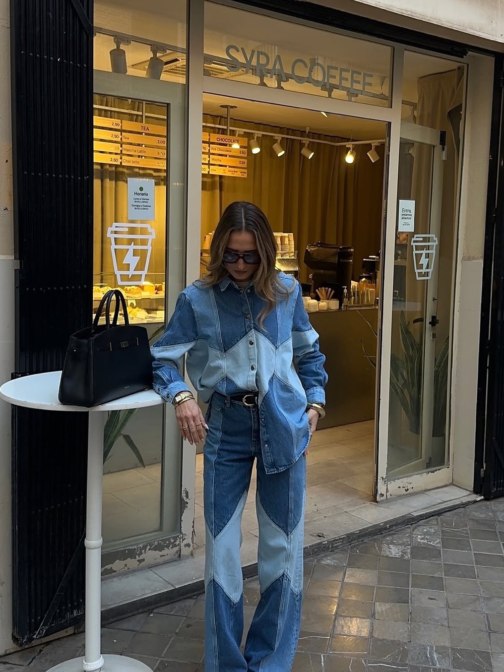 Sezane Marzia denim patchwork shirt size 36 new with tags